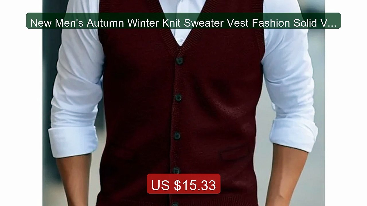 New Men's Autumn Winter Knit Sweater Vest Fashion Solid V-neck Butt... -- Top Rated 2026 | Buy Now!