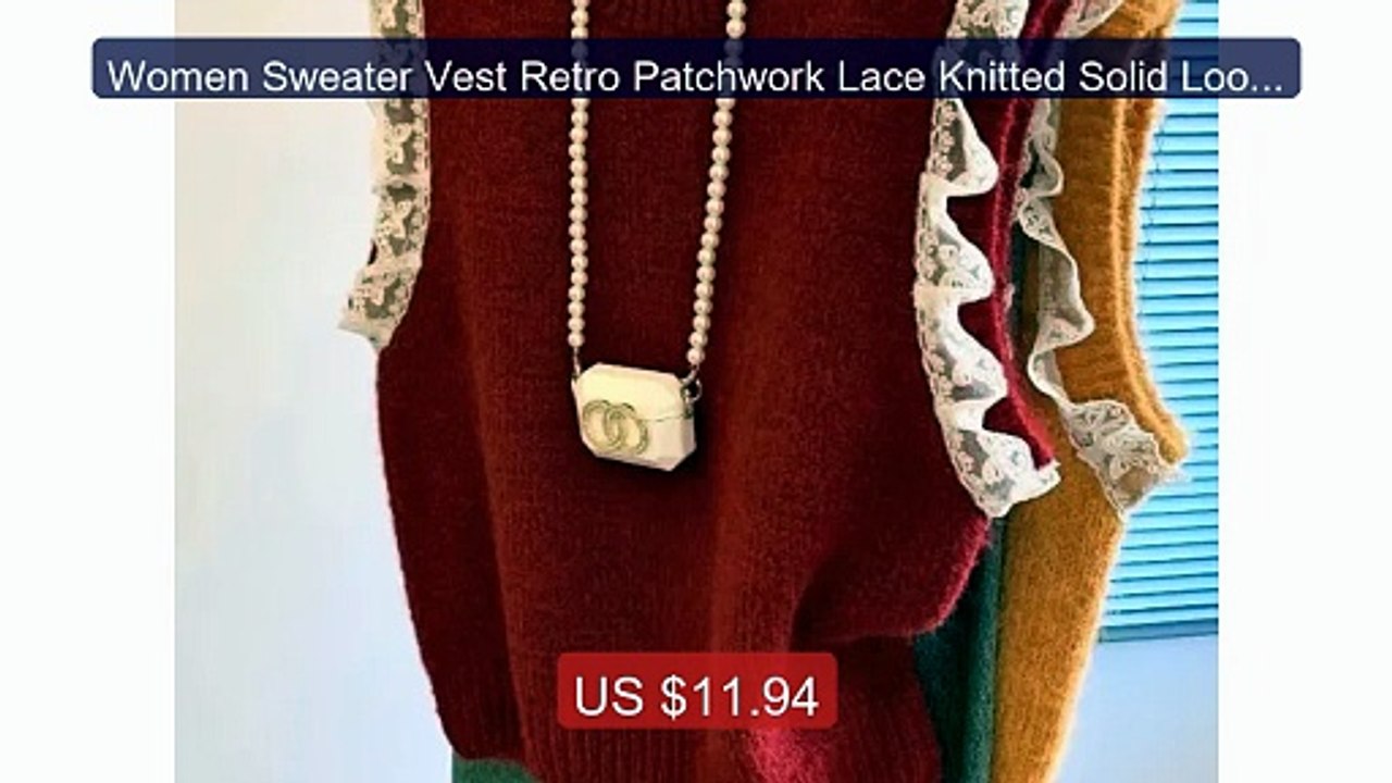 Women Sweater Vest Retro Patchwork Lace Knitted Solid Loose Sl... -- Hot Deal 2026 | Limited Offer!