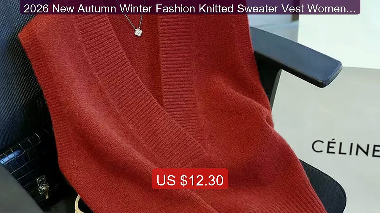2026 New Autumn Winter Fashion Knitted Sweater Vest Women's  Sleev... -- Best Deal 2026 | Shop Now!