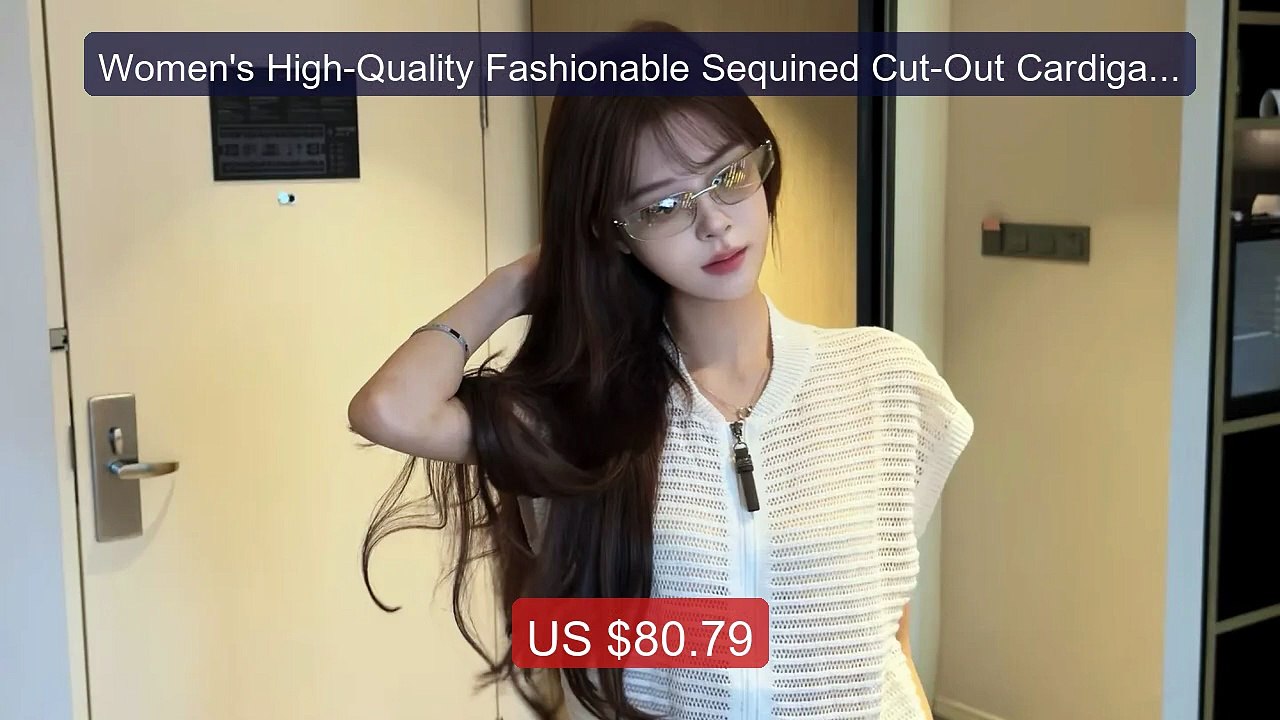 Women's High-Quality Fashionable Sequined Cut-Out Cardigan Ves... -- Hot Deal 2026 | Limited Offer!