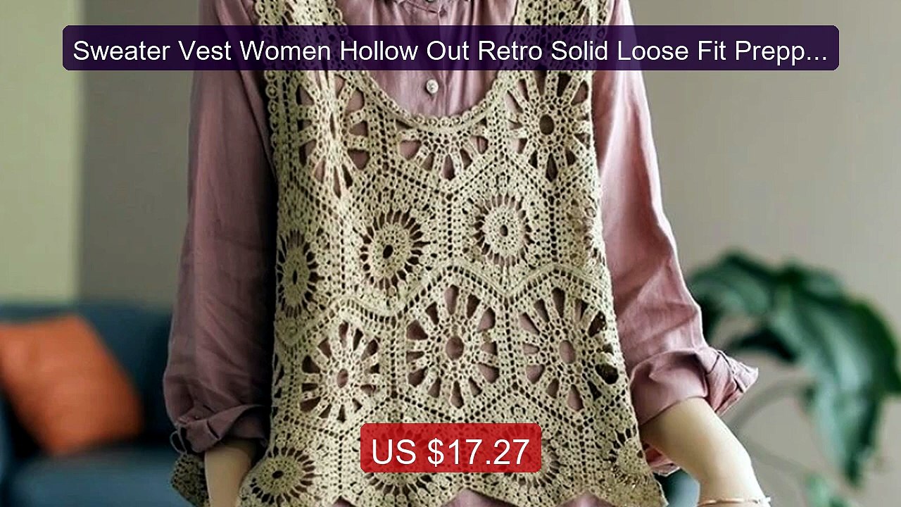 Sweater Vest Women Hollow Out Retro Solid Loose Fit Preppy Style K... -- Best Deal 2026 | Shop Now!
