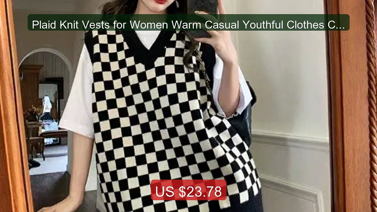 Plaid Knit Vests for Women Warm Casual Youthful Clothes Cloth... -- Amazing Value 2026 | Must Have!