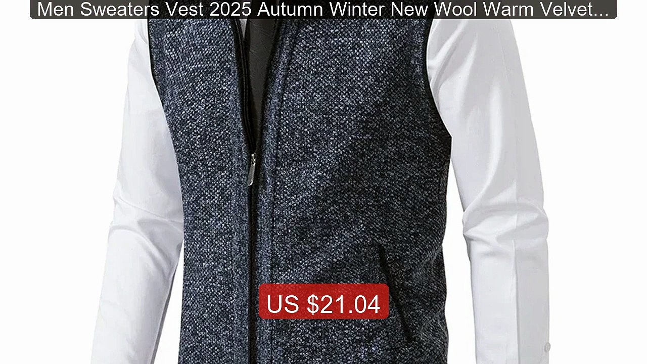 Men Sweaters Vest 2025 Autumn Winter New Wool Warm Velvet Solid Ca... -- Best Deal 2026 | Shop Now!