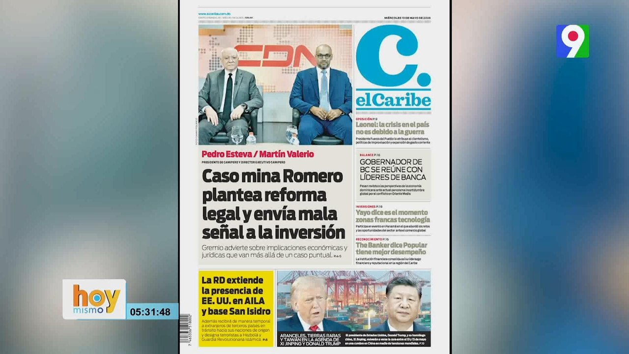 Titulares prensa dominicana miércoles 13 de mayo 2026 | Hoy Mismo