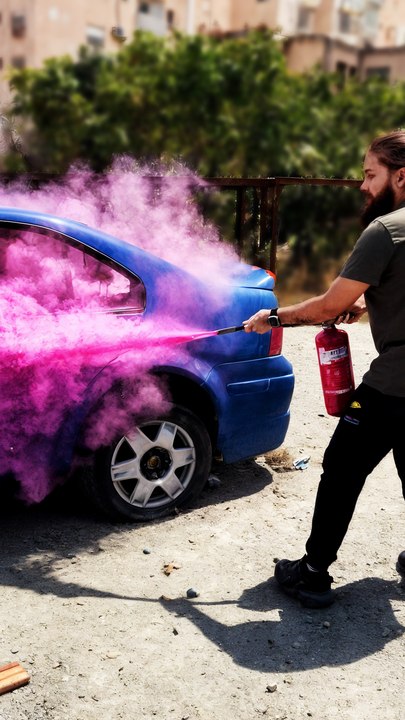 Fire Extinguisher Art: A Wild Car Transformation
