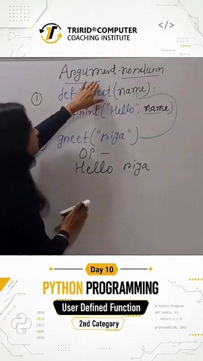 Day 10 Python Programming at TCCI -  Userdefined Function 2nd Category