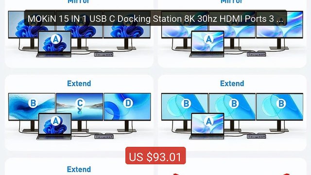 MOKiN 15 IN 1 USB C Docking Station 8K 30hz HDMI Ports 3 Monit... — Hot Deal 2026 | Limited Offer!