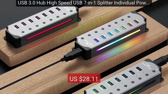 USB 3.0 Hub High Speed USB 7-in-1 Splitter Individual Power Sw... — Best Buy 2026 | Great Quality!