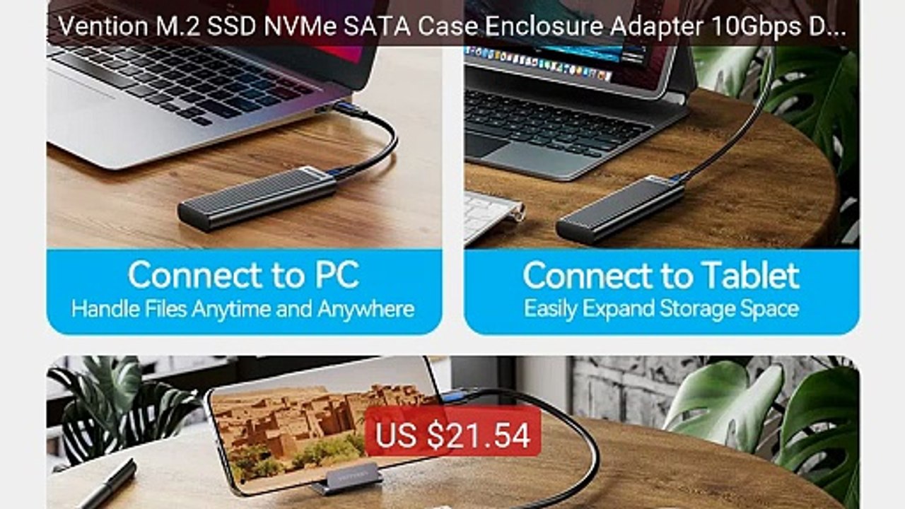 Vention M.2 SSD NVMe SATA Case Enclosure Adapter 10Gbps Dua... — Top Pick 2026 | Unbeatable Price!