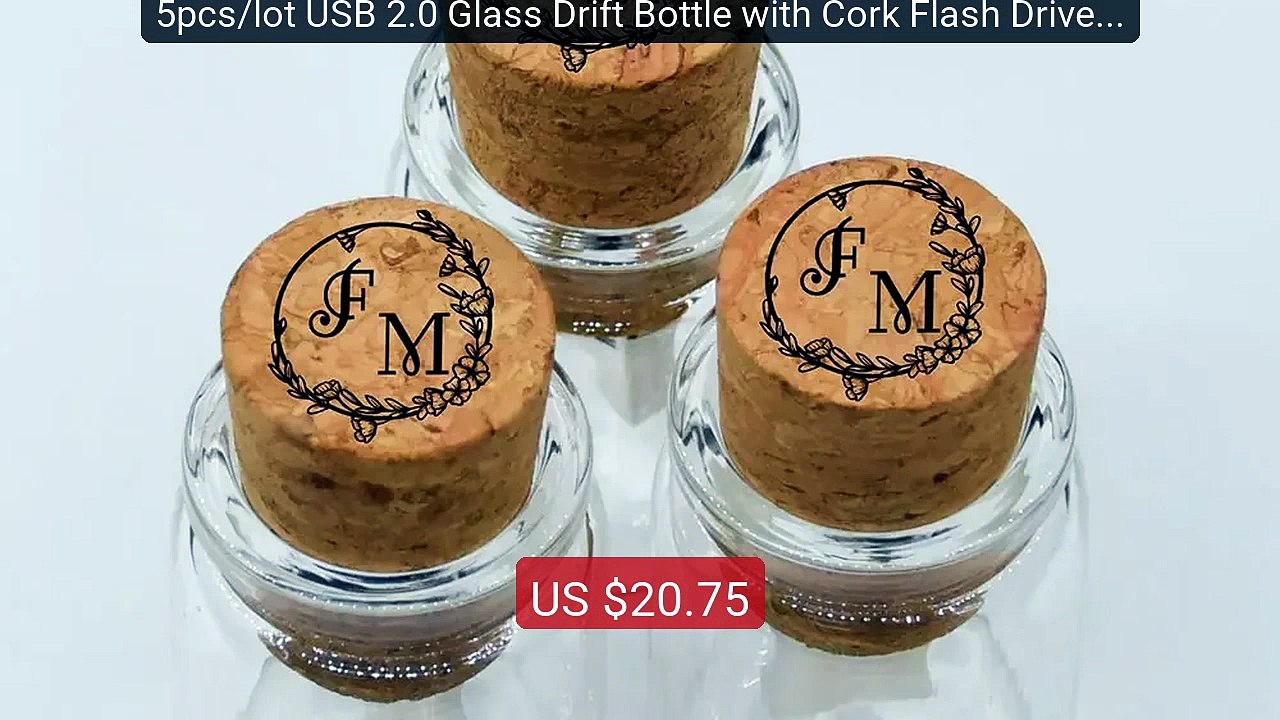 5pcs/lot USB 2.0 Glass Drift Bottle with Cork F...