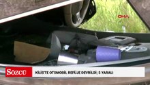 Kilis'te otomobil refüje devrildi; 5 yaralı