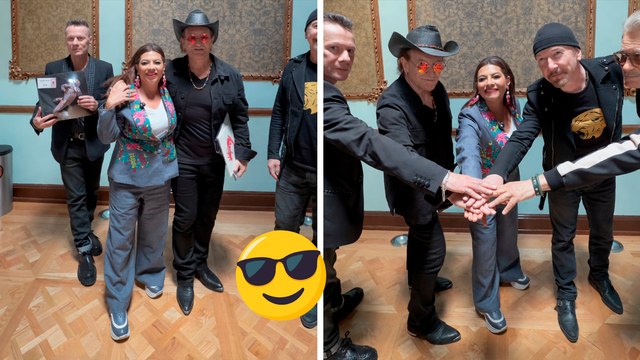 Clara Brugada presume su encuentro con U2 en CDMX