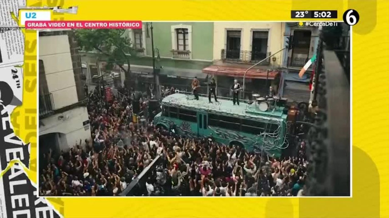 Banda 'U2' graba video en centro histórico