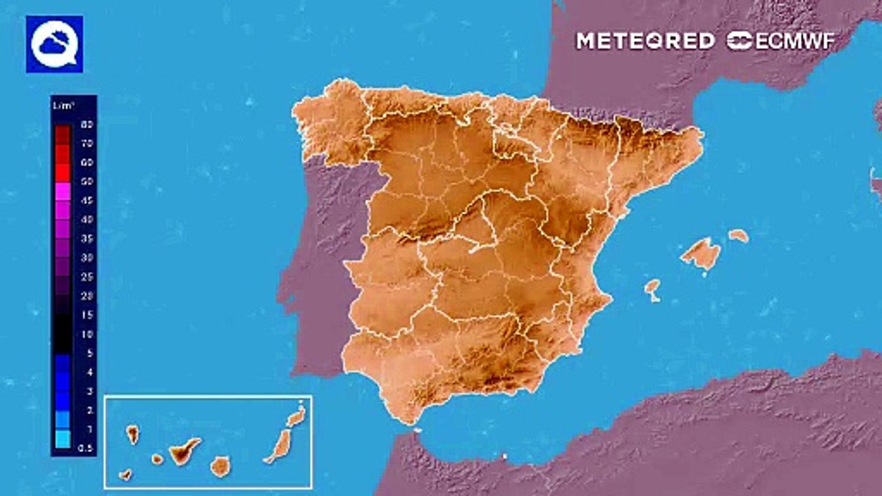 Precipitación acumulada prevista por el modelo europeo para las próximas horas