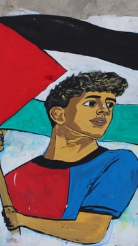 Pintan un mural de Lamine Yamal con la bandera palestina en Gaza