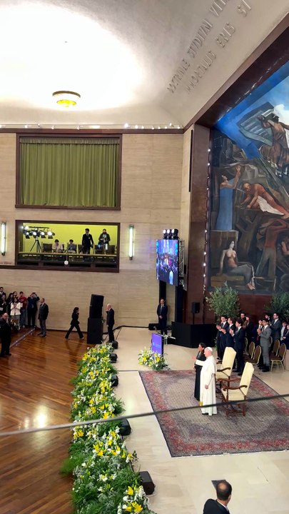 Papa Leone interviene nell'aula magna dell'universit? La Sapienza, di Roma