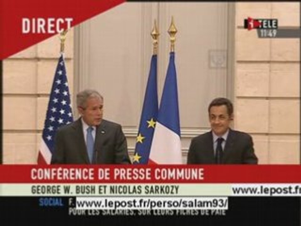 Bush salue Carla Sarkozy Bruni