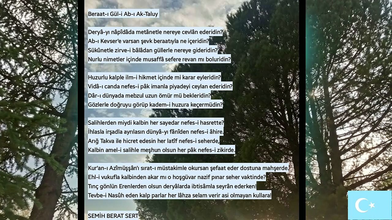 Beraat-ı Gül-i Âb-ı Ak-taluy Şiiri | Yazar Semih Berat SERT