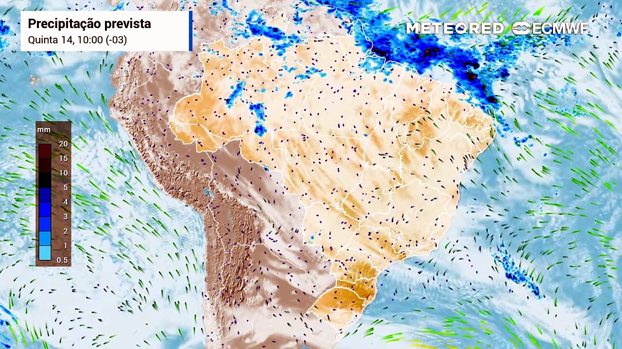 Quinta-feira, 14 de maio: Chuva, nebulosidade e vento