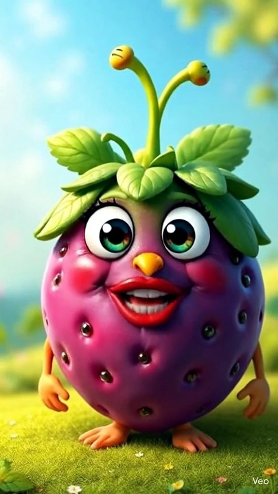 Cute Purple Berry Bird 🐦 | Funny Cartoon Fruit Character #shorts