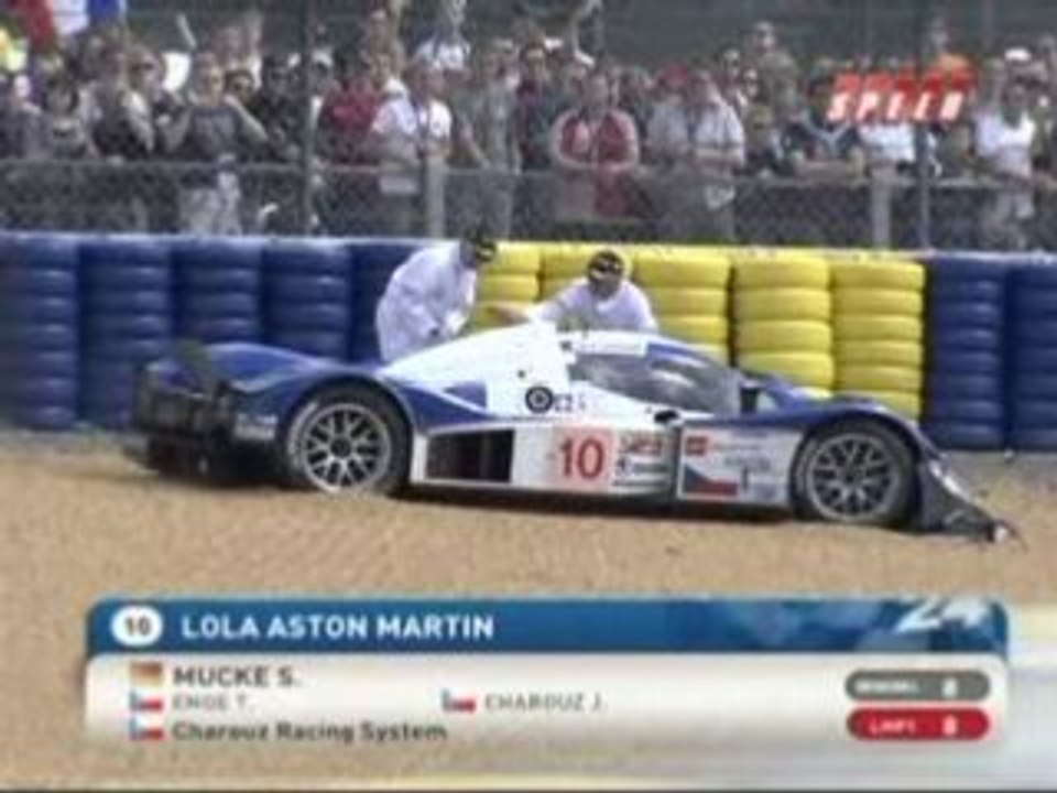 Lola Aston Martin driven by Charouz spun off at the Dunlop