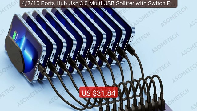 4/7/10 Ports Hub Usb 3 0 Multi USB Splitter with Switch Power Adap... — Best Deal 2026 | Shop Now!
