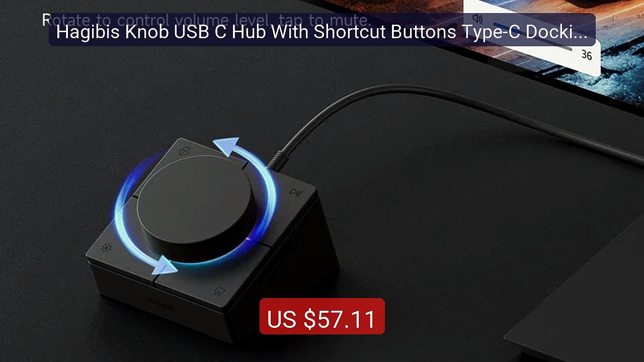 Hagibis Knob USB C Hub With Shortcut Buttons Type-C Docking