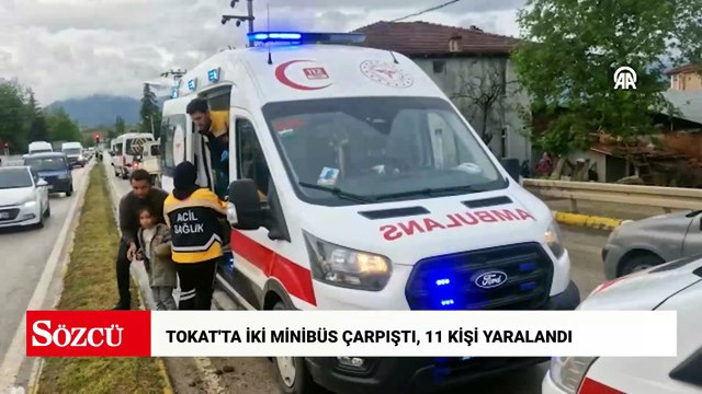 Tokat'ta iki minibüs çarpıştı, 11 kişi yaralandı