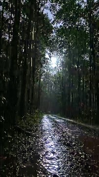 Peaceful Rainy Deep Forest Road 🌧️🌲 | Birds Chirping Nature Sounds for Relaxation #rain #shorts #relax #deepsleep #trending