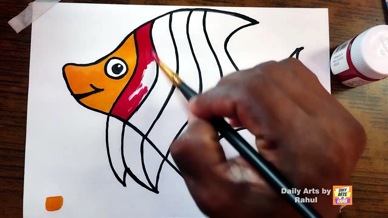 How to Draw Spade Fish Color Easy For Kids _ Drawing Fish _ Coloring Page