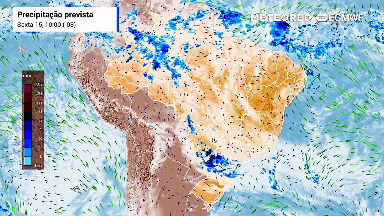 Sexta-feira, 15 de maio: Chuva, nebulosidade e vento