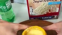 She makes cake in an orange