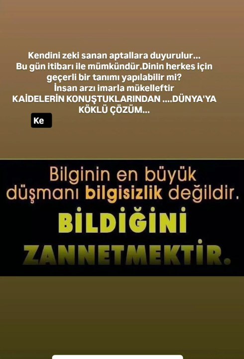 Kendini zeki sanan aptallara duyurulur... Bu gün itibarı ile mümkündür.Dinin herkes için geçerli bir tanımı yapılabilir mi? İnsan arzı imarla mükelleftir KAİDELERİN KONUŞTUKLARINDAN ....DÜNYA'YA KÖKLÜ ÇÖZÜM... https://www.facebook.com/permalink.php?story_
