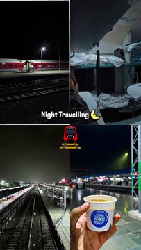 Night Train Travelling 😌✨...#train #journey #peaceful #nostalgia #station