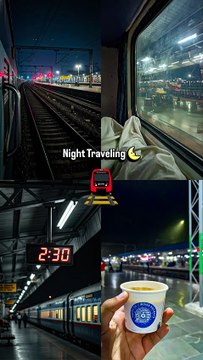 Night Train Travelling 😌✨...#train #journey #peaceful #nostalgia #station