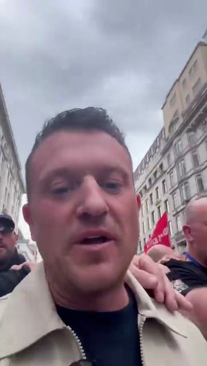 Tommy Robinson Leads Massive Protest March Towards Trafalgar Square in London