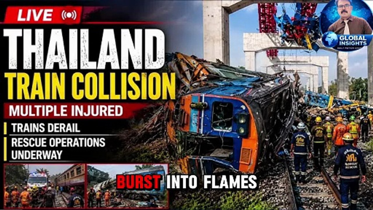 Breaking news ! Train - Bus collision in Bangkok Thailand.Eight killed