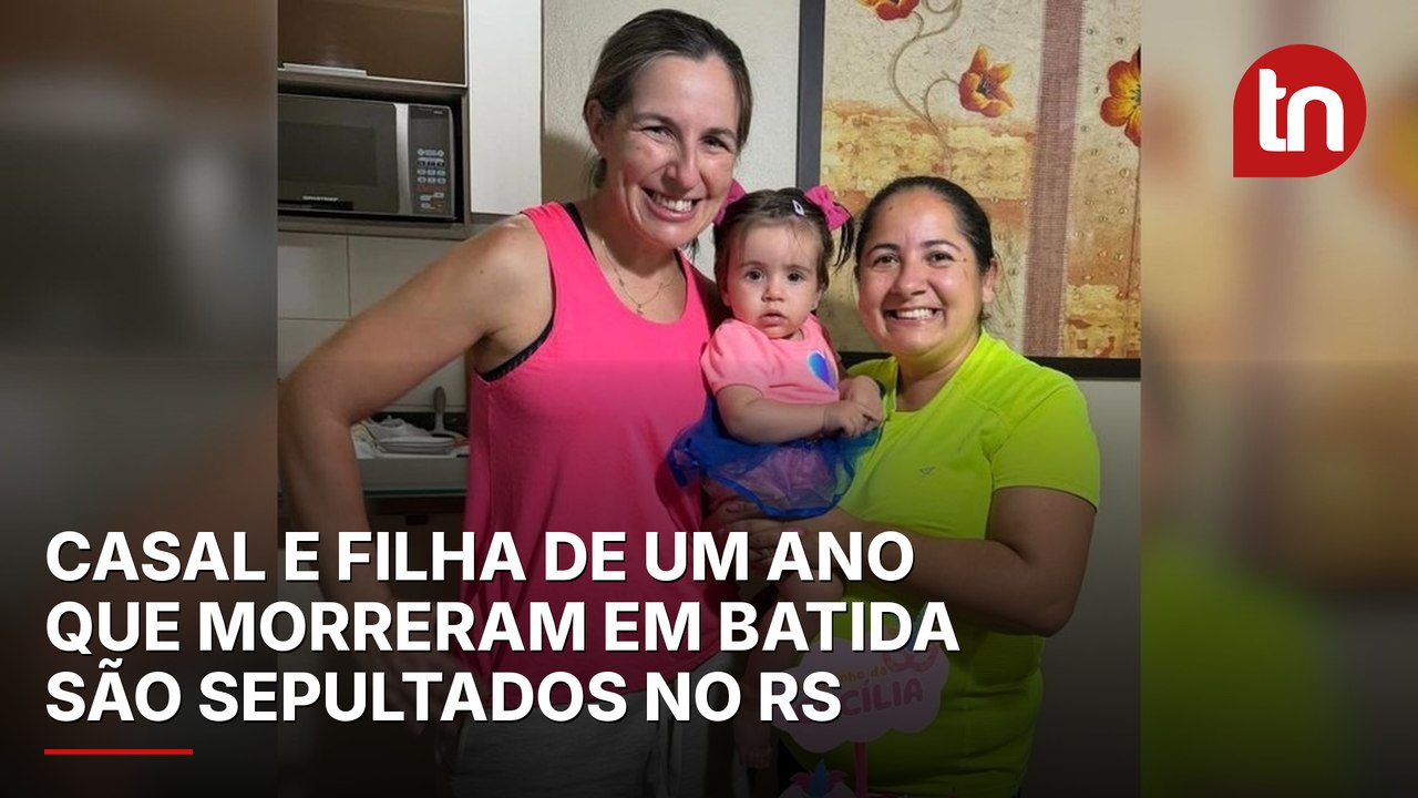 Casal e filha de um ano que morreram em batida são sepultados no RS; câmara flagrou acidente