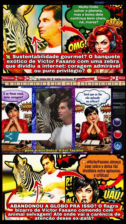 🦓 #VictorFasano trocou a TV por zebra à mesa… propósito verdadeiro ou necessidade de atenção 👀
