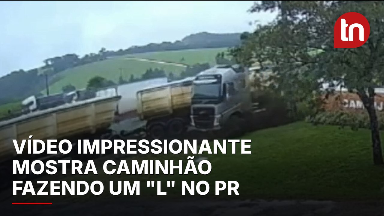 Vídeo impressionante mostra caminhão fazendo um "L" e saindo da pista na BR-376