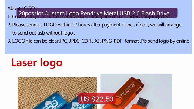 20pcs/lot Custom Logo Pendrive Metal USB 2.0 Flash Drive 64GB ... — Best Buy 2026 | Great Quality!