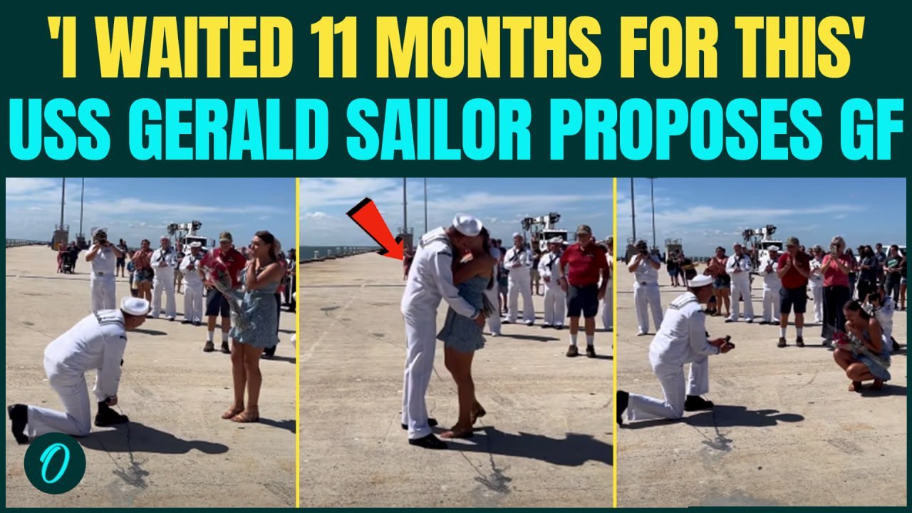 USS Gerald Ford Sailor RETURNS Home & PROPOSES To Girlfriend | ‘First KISS Then BIG Question’ Moment