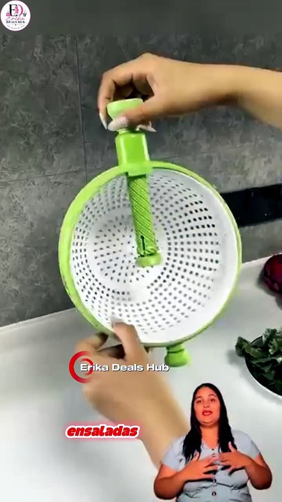 Colador Giratorio Manual para Fregadero | Lava y Seca Frutas y Verduras Fácil