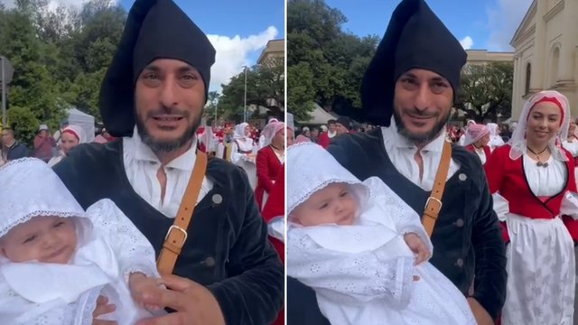 Cavalcata sarda, la piccola Alice sfila a soli 5 mesi: Sassari abbraccia la sua mascotte pi? tenera