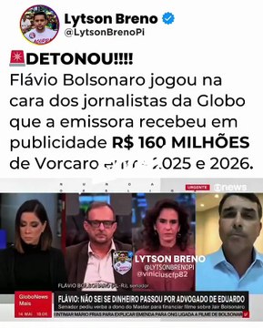Flávio Bolsonaro jogou na cara de jornalistas da Globo que emissora recebeu em publicidade R$ 160 milhões de Vorcaro