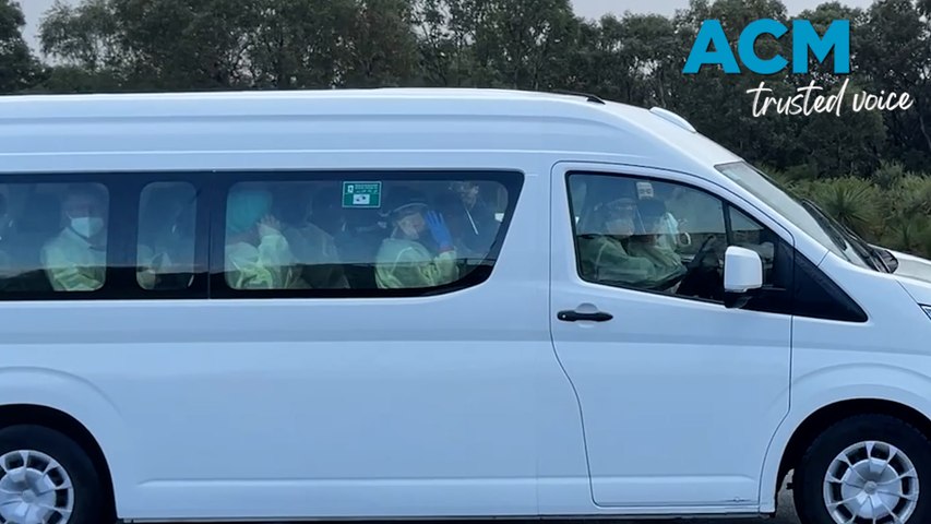 Australians who spent time on the hantavirus-infected cruise ship MV Hondius arrive in Perth on May 15, 2026. Video via AAP