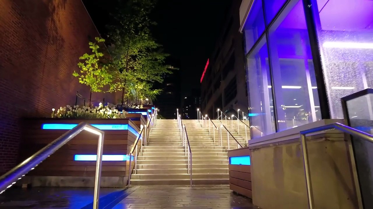 Rainy Night Walk in Toronto Canada, POV Downtown Street Stroll