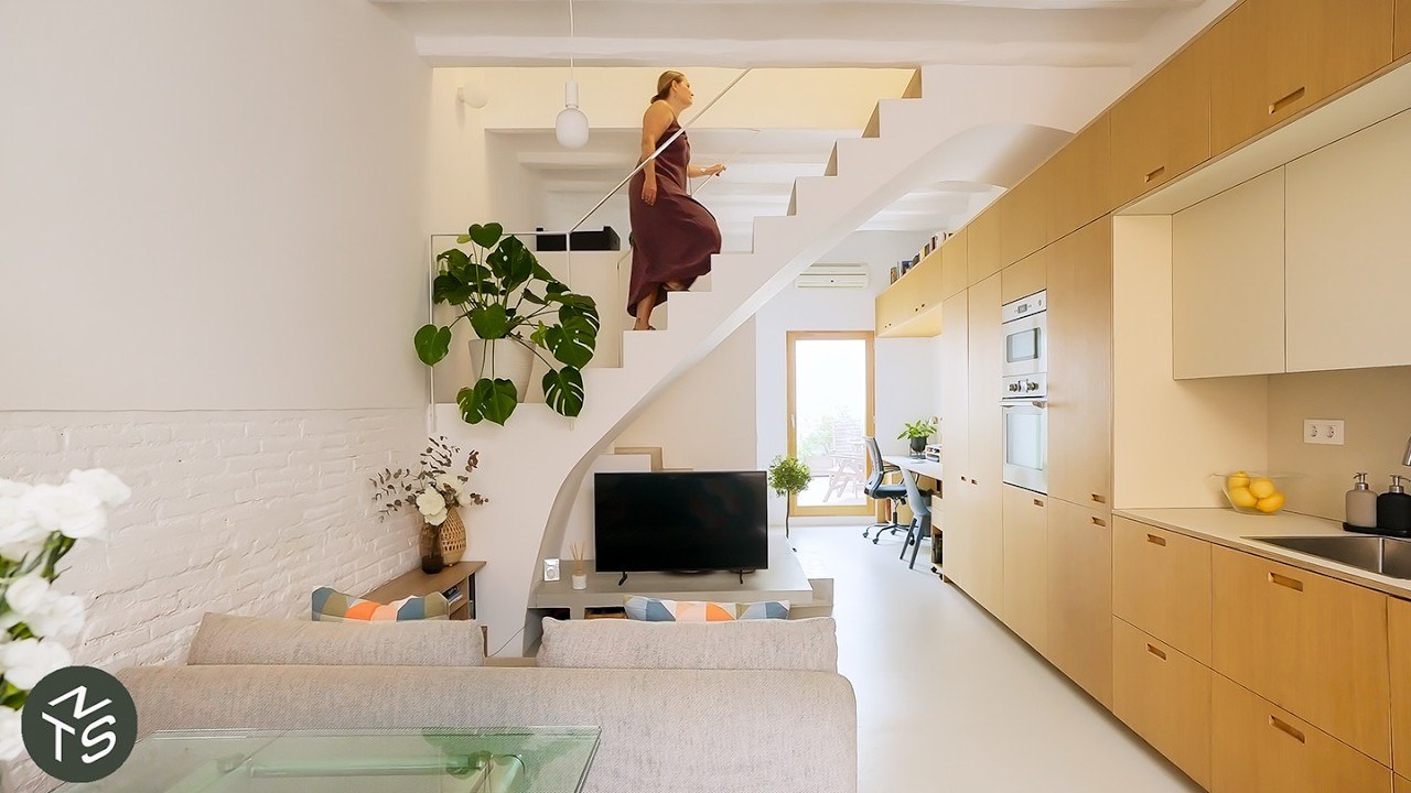 Small Narrow Barcelona Home Reworked for Family of Four, 60sqm/646sqft