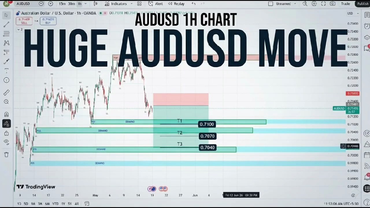 AUDUSD Institutional Forecast: SMC Strategy & Key Liquidity Zones (1H Chart)