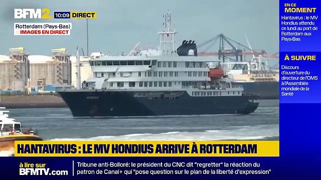 Hantavirus: Le navire de croisière MV Hondius a accosté dans le port néerlandais de Rotterdam - Les 27 membres d'équipage et le personnel médical toujours à bord du paquebot vont débarquer et seront placés en quarantaine
